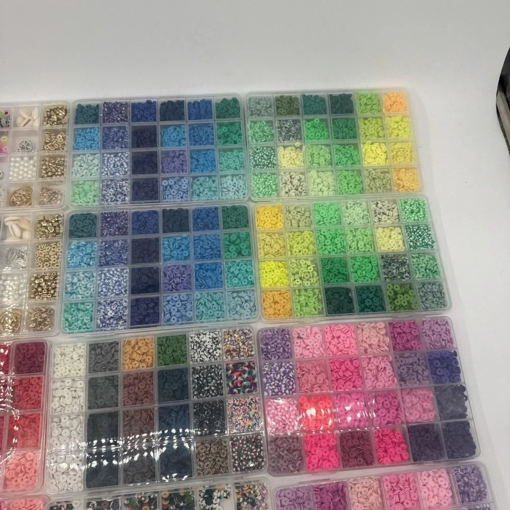 Paodey DIY Clay Bead Jewelry Making Kit 12 Case Set Letter Bracelet Charms 1000+